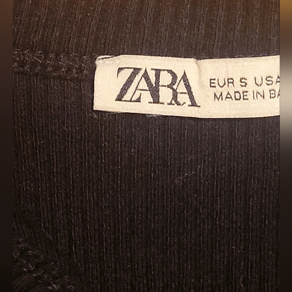 ZARA - Black Ribbed Racer Back Crop Top - Picture 6 of 8